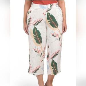 Cynthia Rowley Leaf Print Cropped Pants